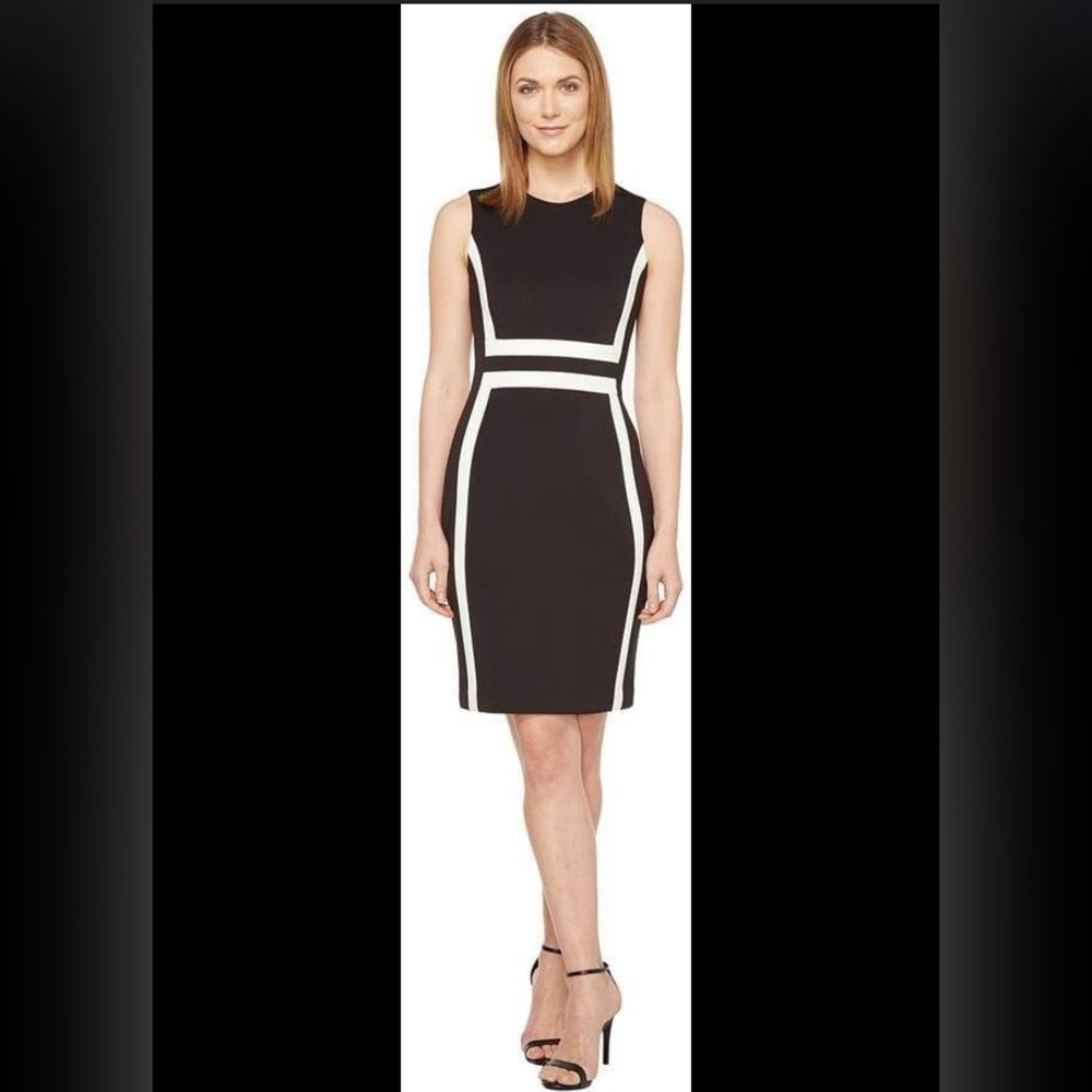 Calvin Klein Black and White Midi Dress